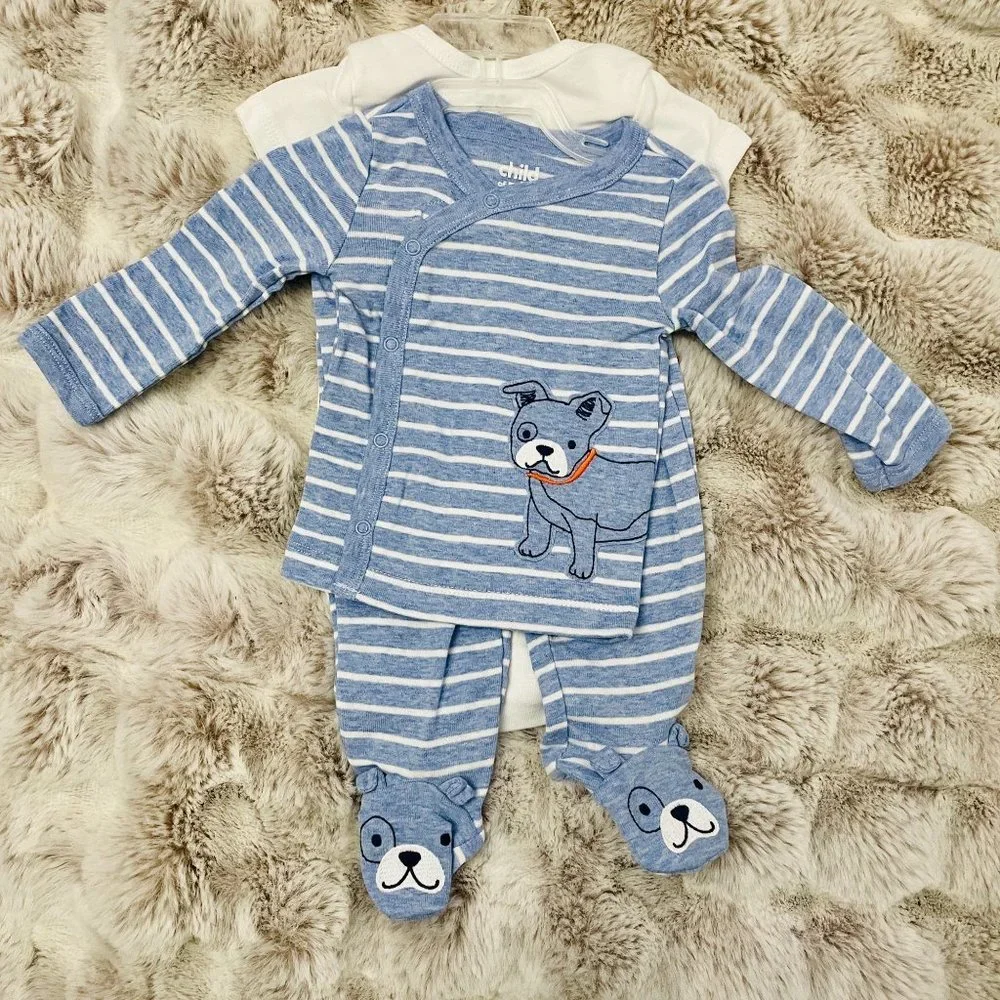 Child of Mine 3 pc outfit Happy Little Guy - 0-3 months - French Bulldog - Picture 3 of 7